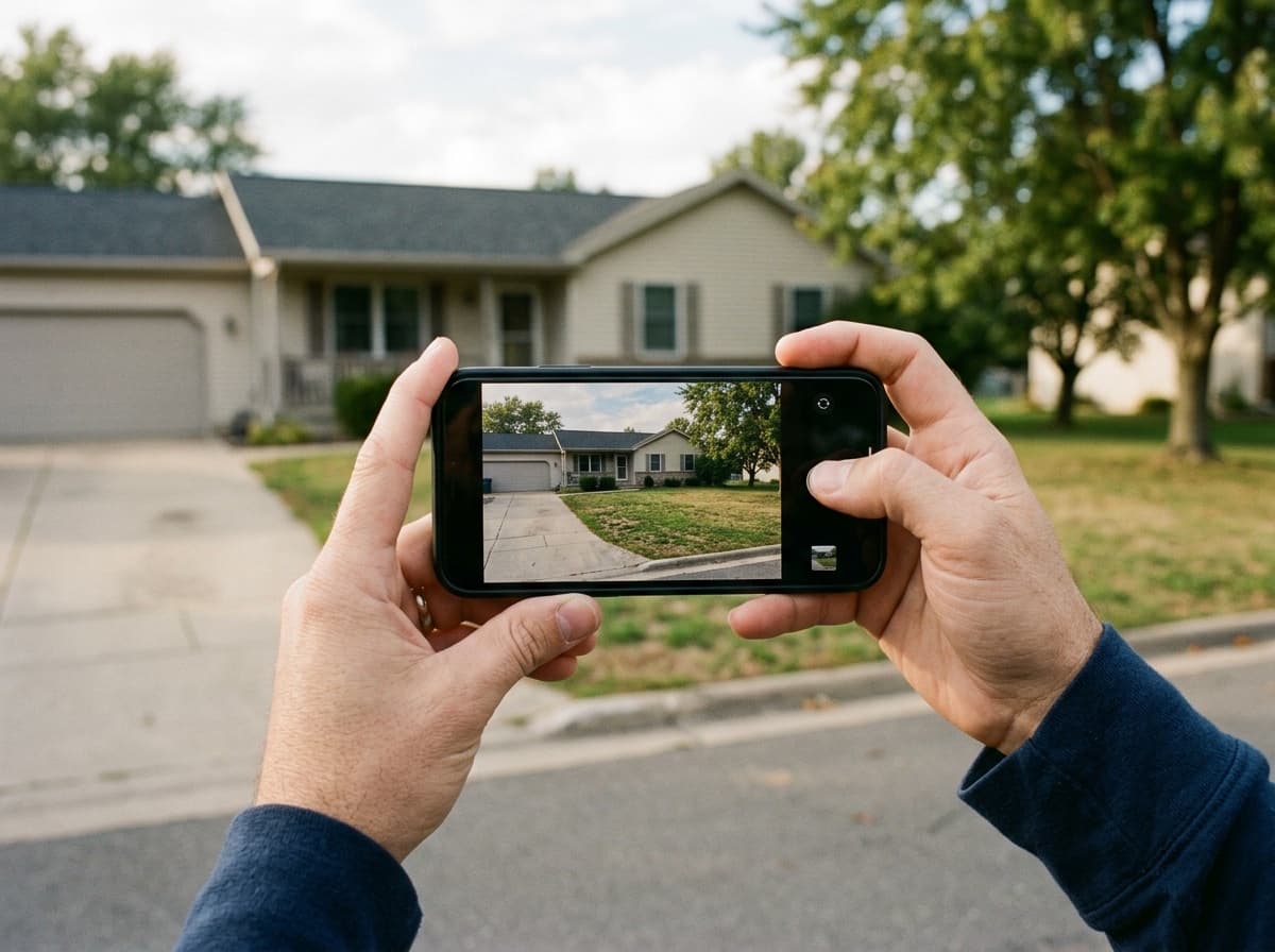 Photographing a front yard with a phone to start a design