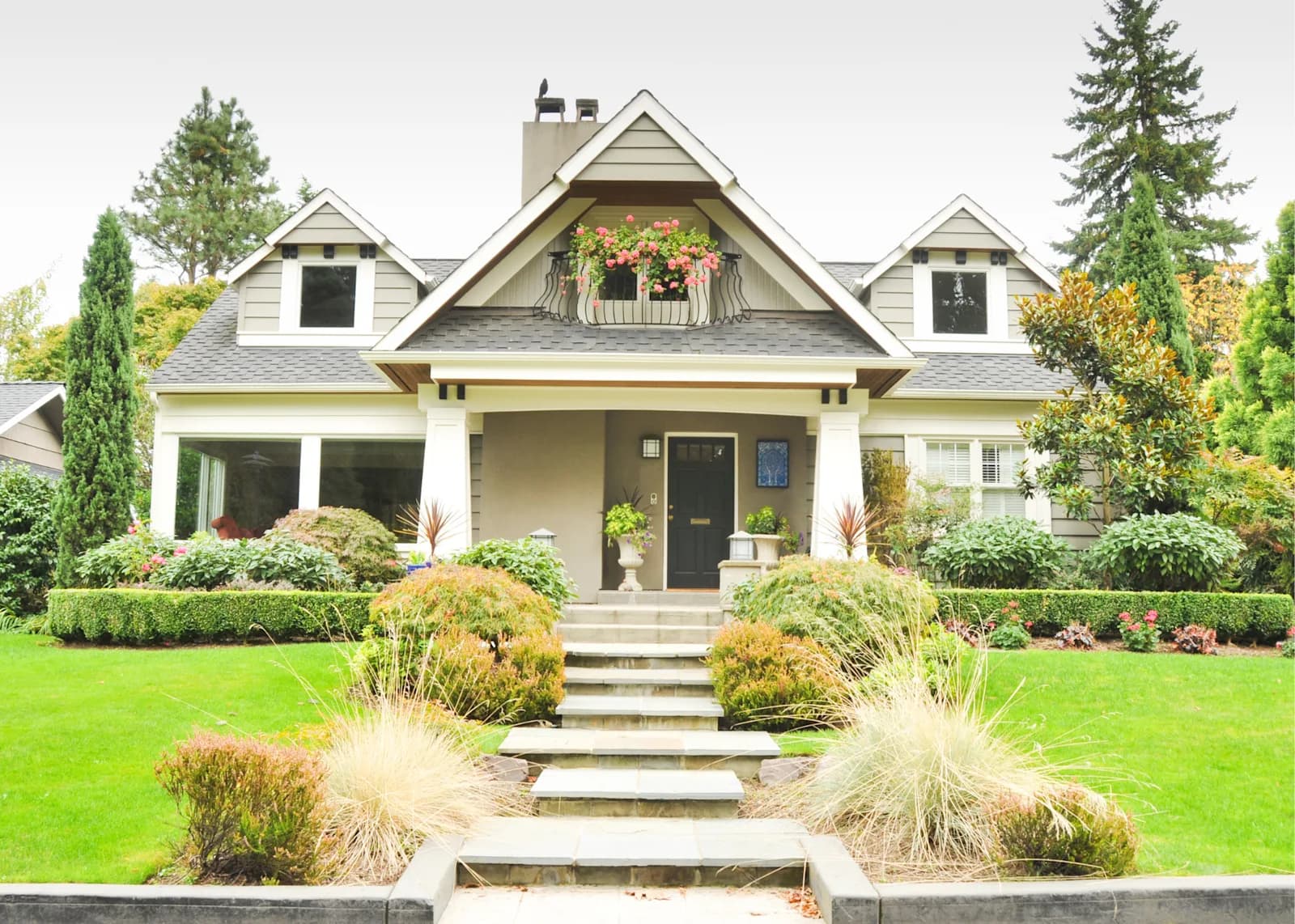 Home with well-designed landscape