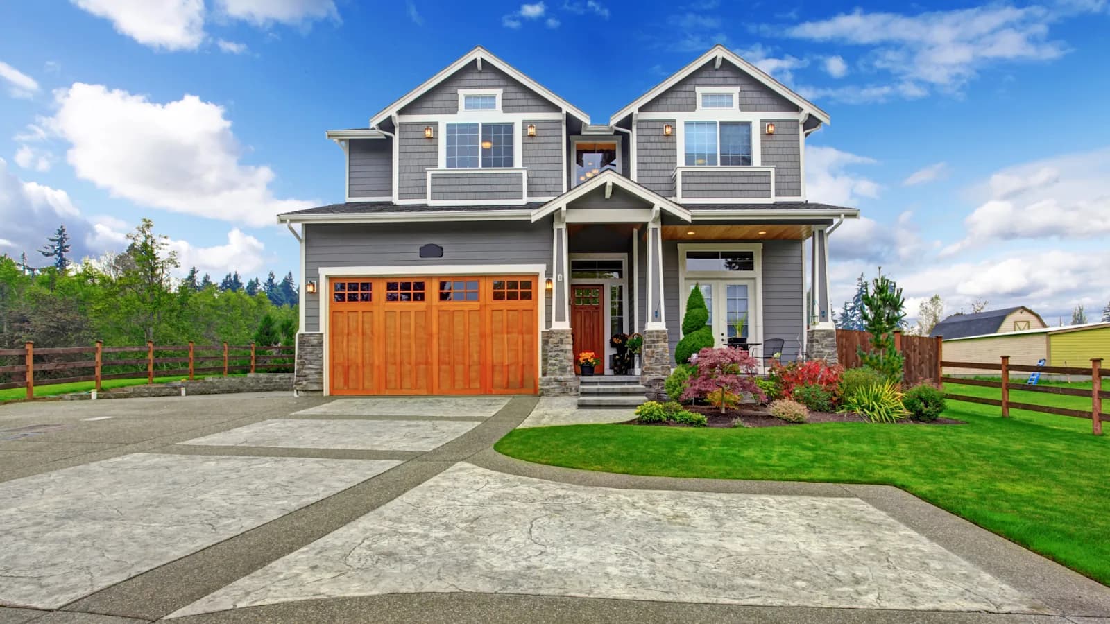 front yard driveway grass
