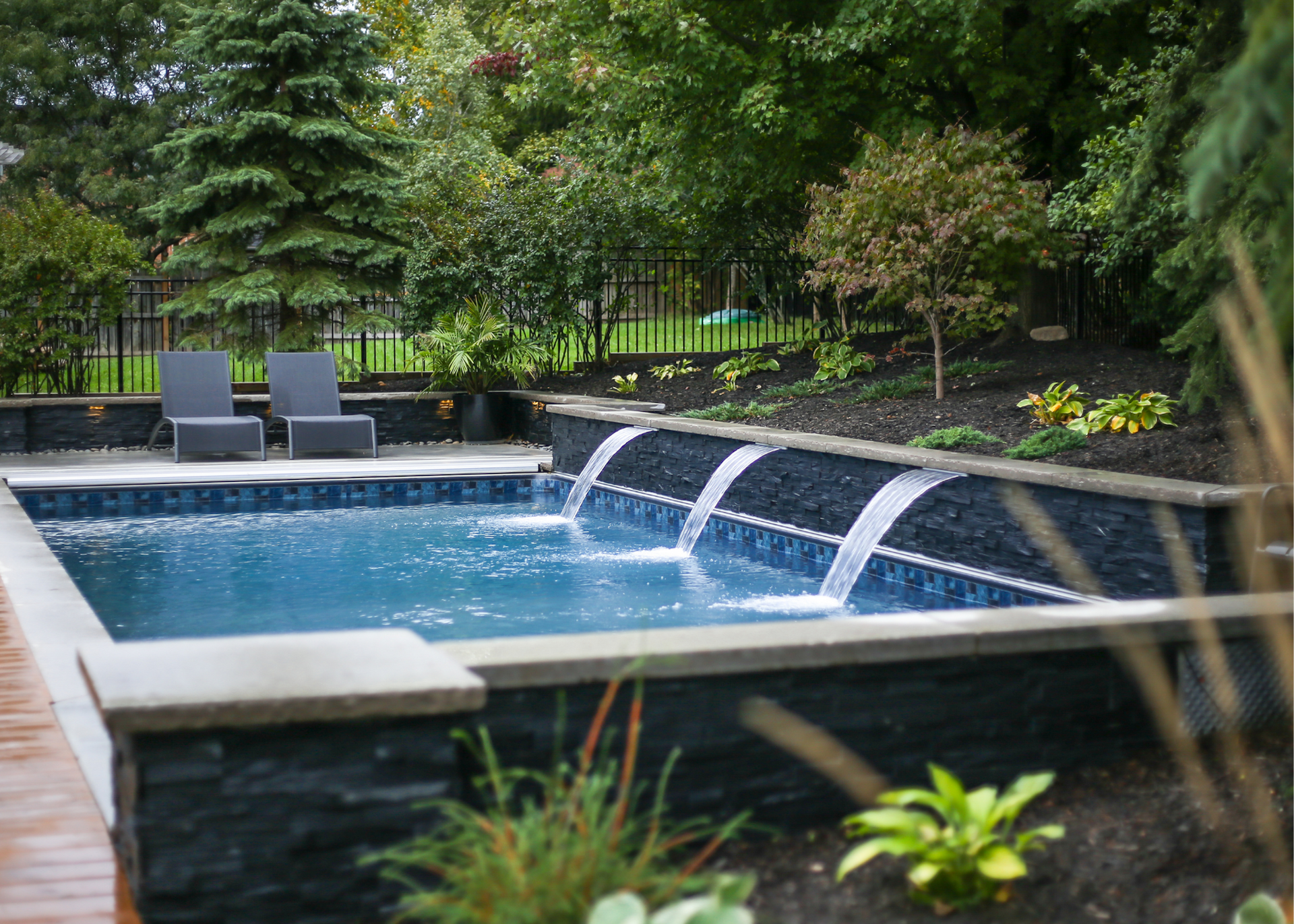 Pool with planting beds