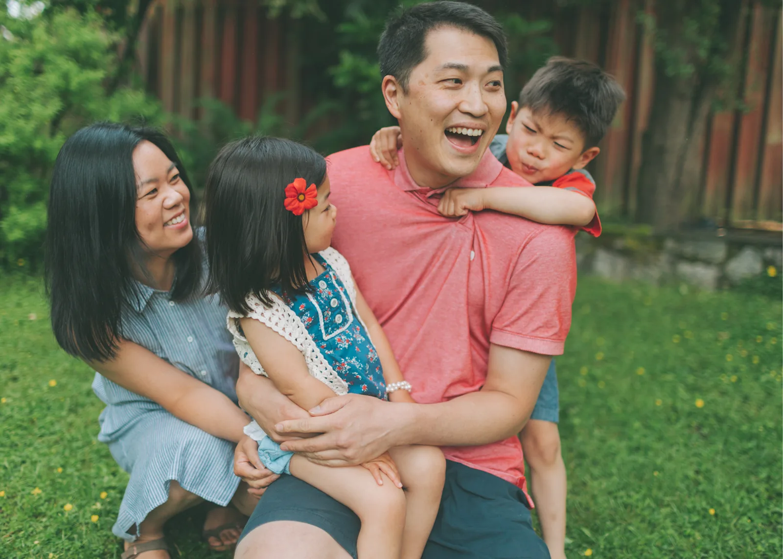 Family playing outside