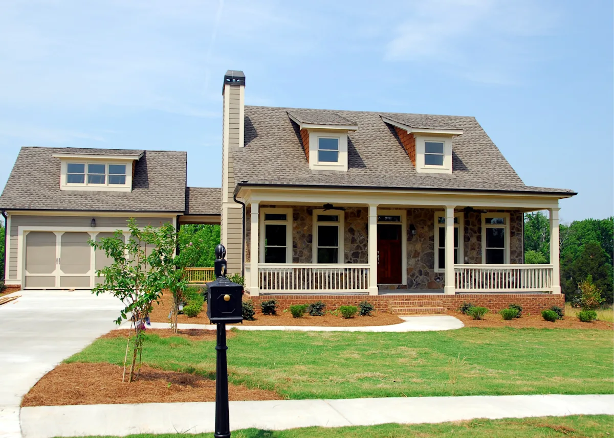 New construction with boring landscape