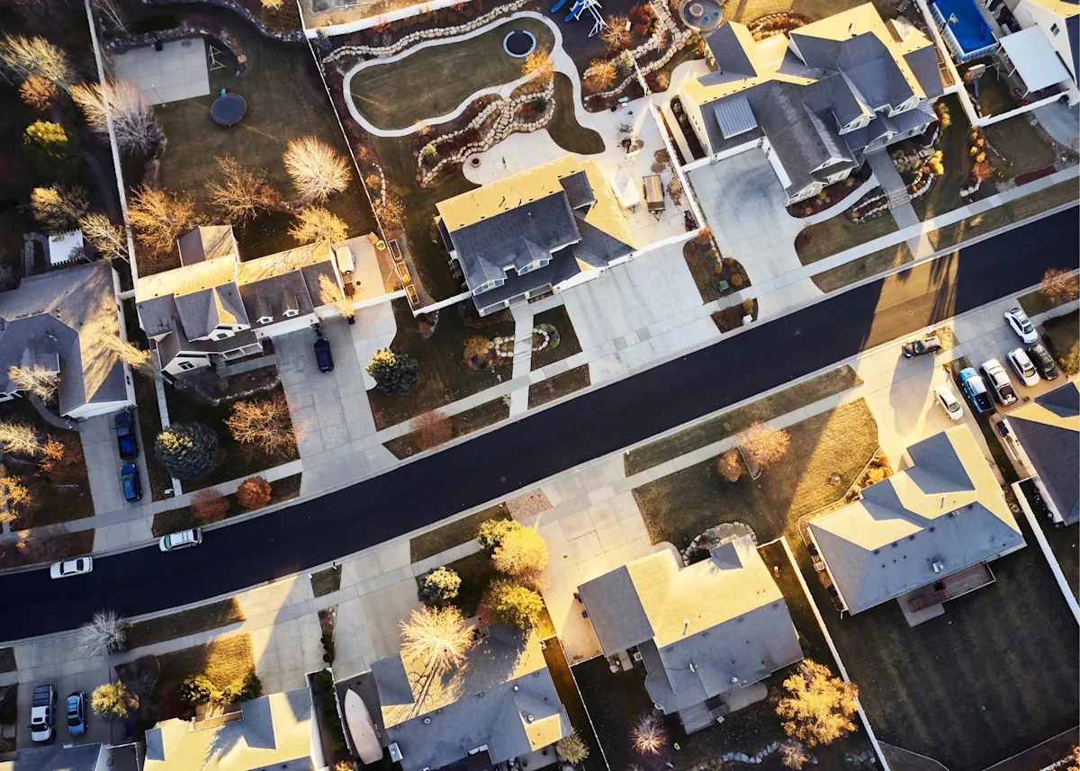 Arial view of Utah neighborhood - parkstrips
