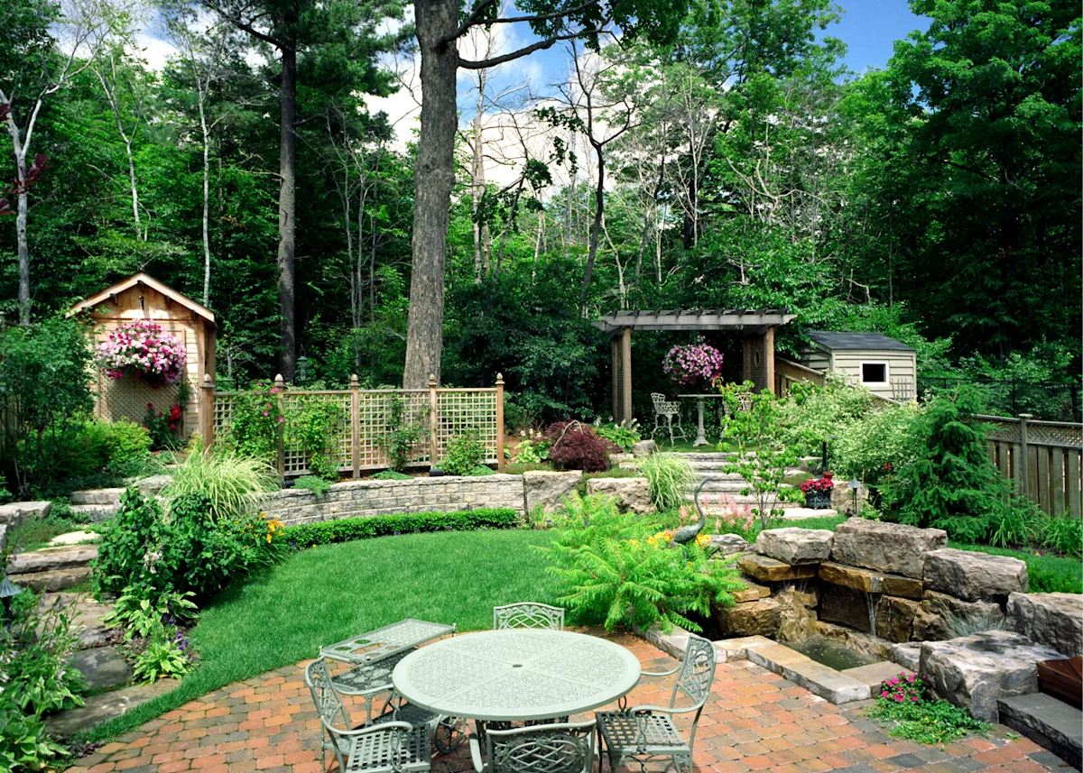 Backyard with rooms layout